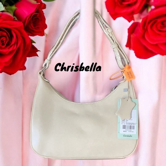 Chrisbella NWT Leather Cream Shoulder Crossbody Bag - Picture 2 of 9